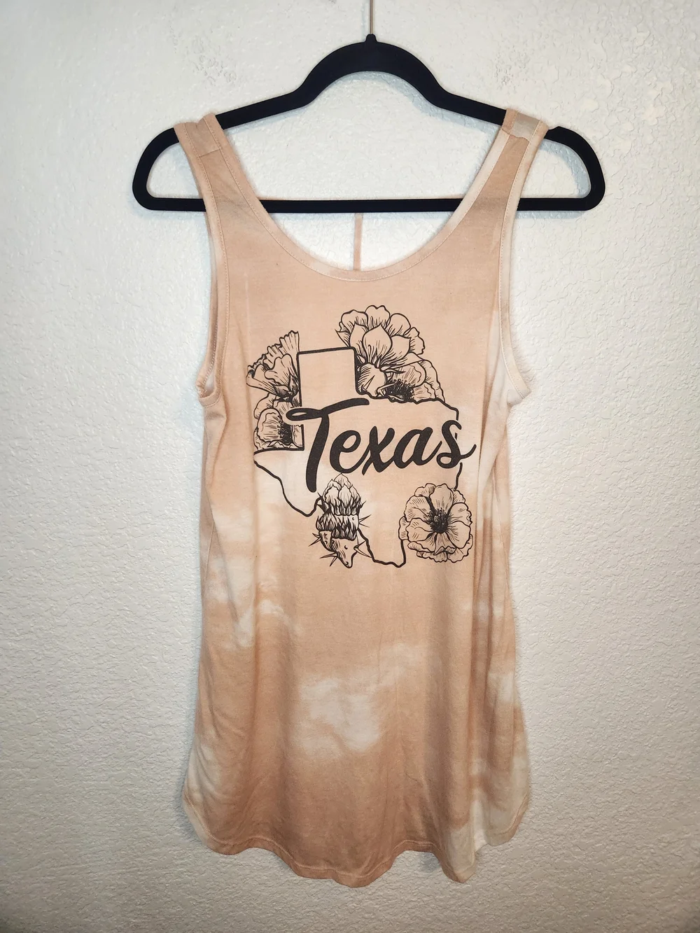 Texas Floral Tie-Dye Tank Beige coverup Size L